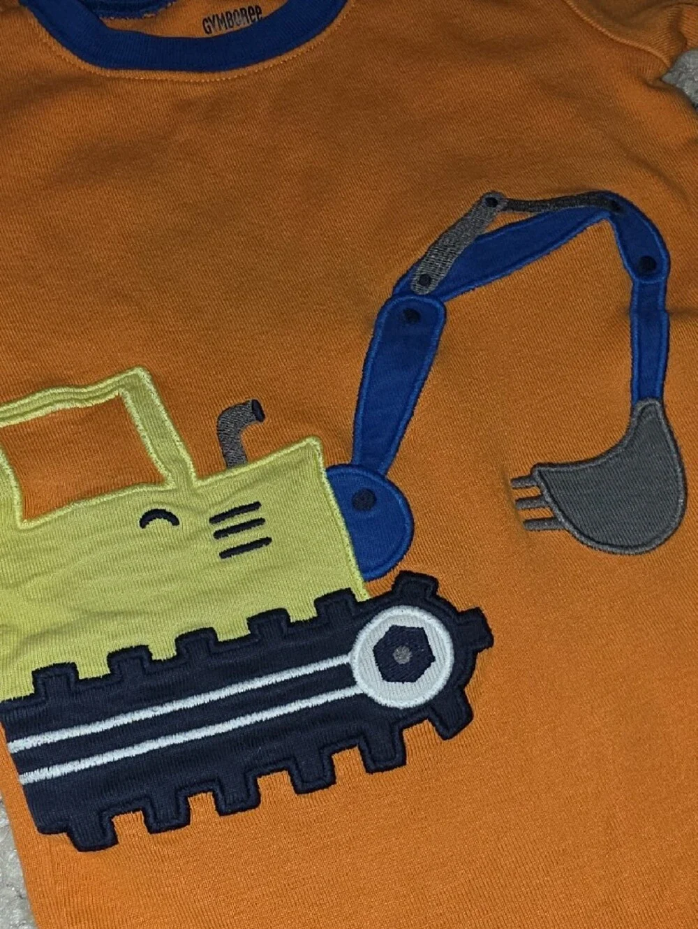 Gymboree Orange and Blue Construction Excavator Pajama Set